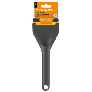 Fiskars Auto-Duo-Eiskratzer Solid Orange-Schwarz für die Scheibenreinigung im Winter.