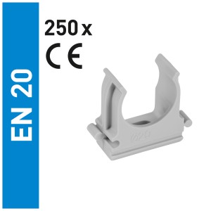Graue Klemmschelle EUCSB20/250 EN20 für Kabelkanäle, 250 Stück