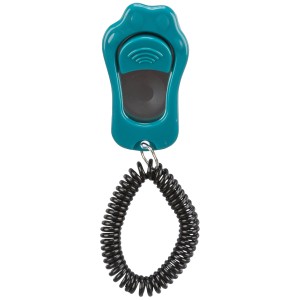 Jollypaw Clicker in Petrol mit Lautstärkeregelung und Handschlaufe für Hunde-Erziehung.