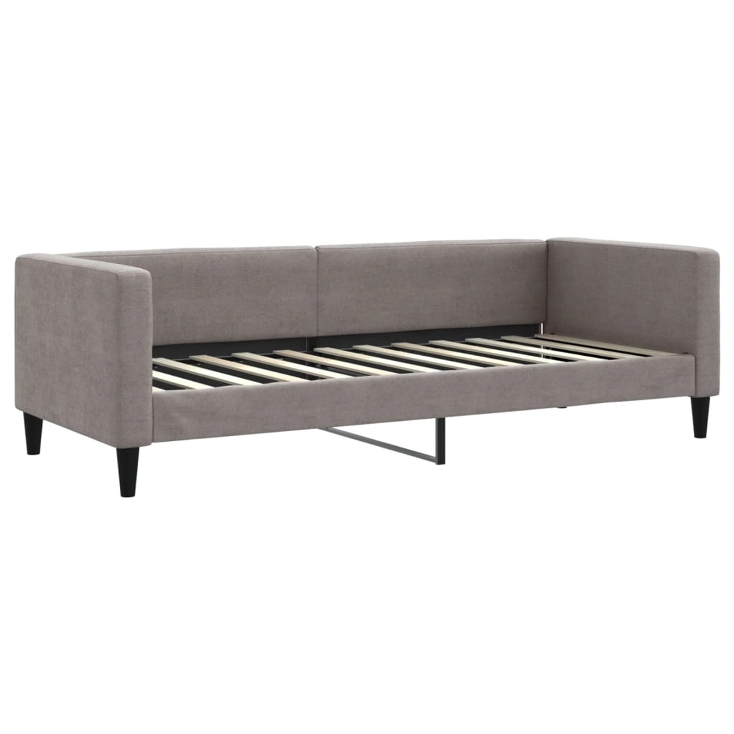 Ausziehbares vidaXL Tagesbett in Taupe, Stoffbezug, Lattenrost sichtbar. Ideal als Bett oder Sofa.