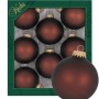 8 matte braune Krebs Glas Lauscha Weihnachtskugeln aus Glas, 7cm, mit Goldkappen im Set für Dekoration.