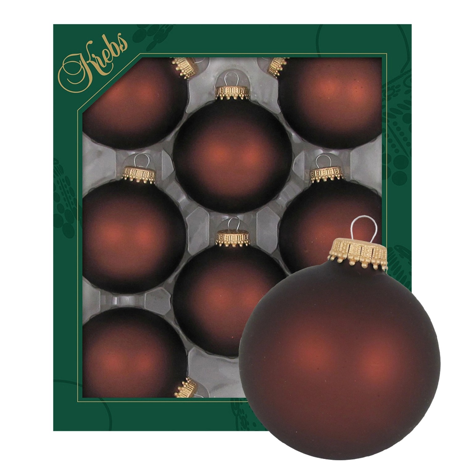 Krebs Glas Lauscha Weihnachtskugeln Braun Matt Uni 8er-Set 7cm
