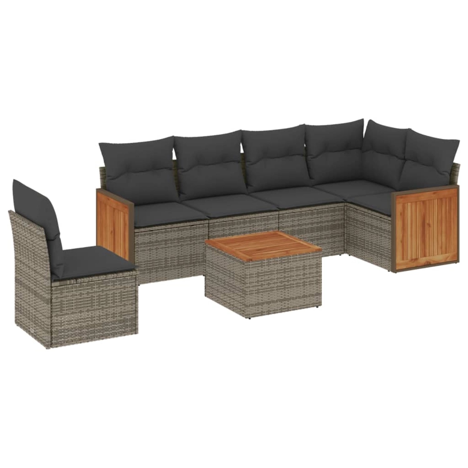 vidaXL 7-Tlg Garten-Sofagarnitur mit Kissen Grau Poly Rattan 3227705 günstig online kaufen