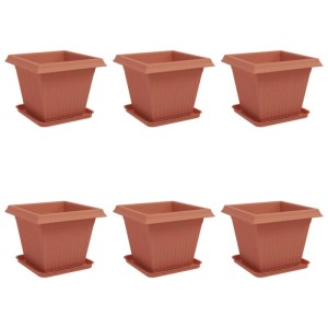 vidaXL Blumentöpfe 6 Stk Ziegelrot 38 x 38 x 30 cm Kunststoff 3403295