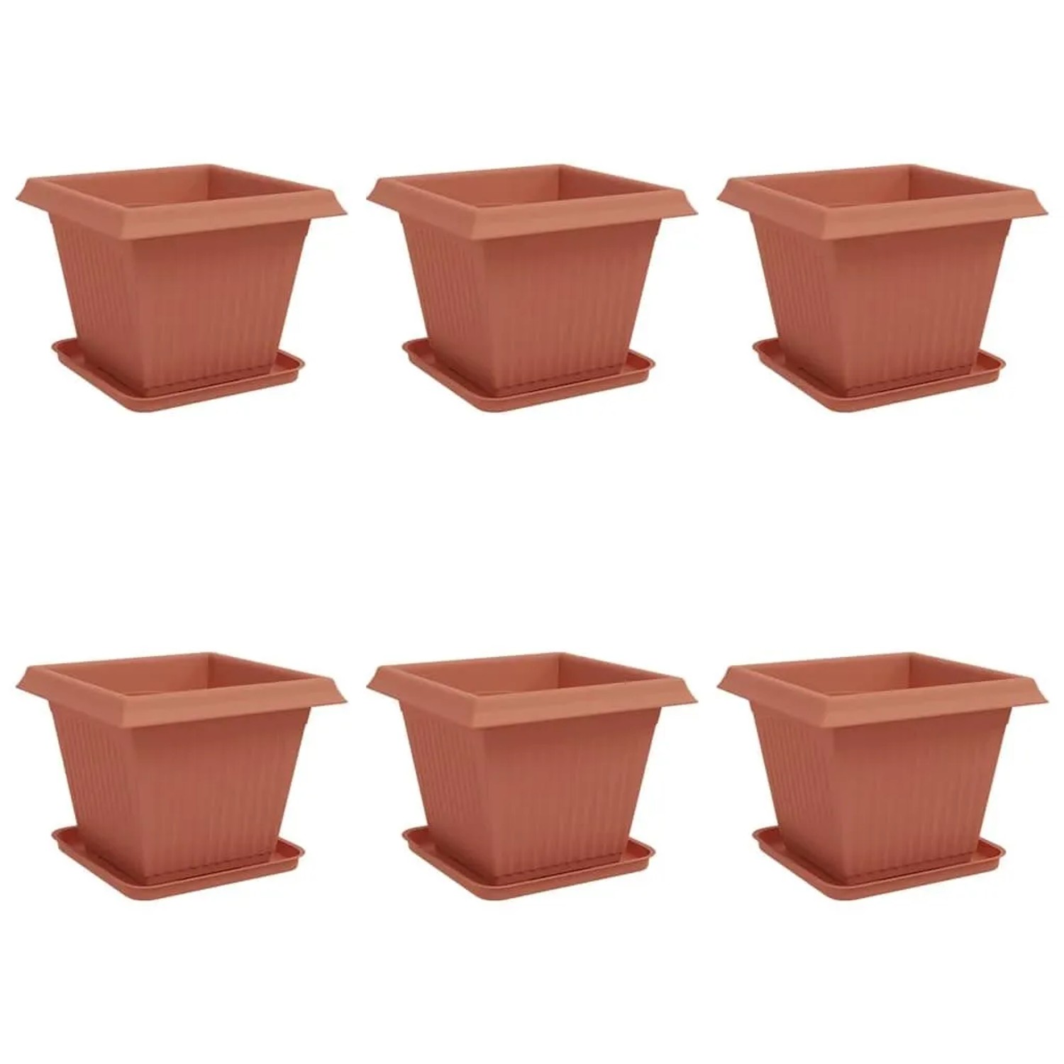 vidaXL Blumentöpfe 6 Stk Ziegelrot 38 x 38 x 30 cm Kunststoff 3403295