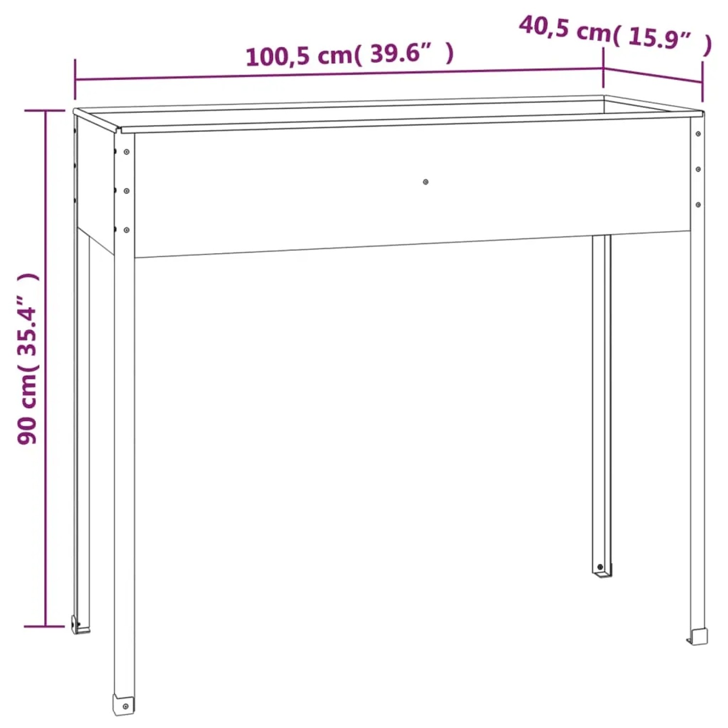 Anthrazitfarbener vidaXL Pflanzkübel aus Stahl, 100,5x40,5x90 cm, ideal für Hochbeete.