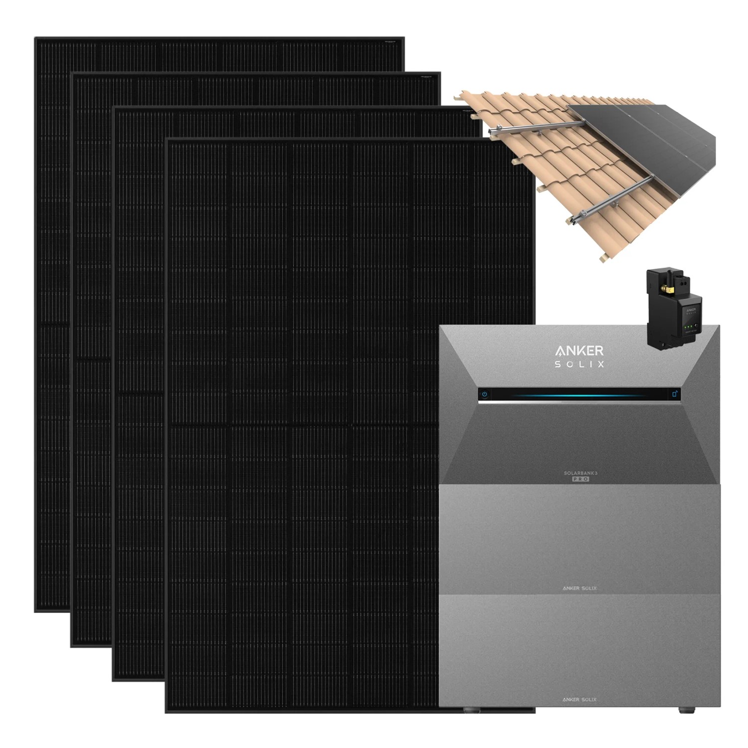 Anker Solix Solarbank 3 Pro 1800W Balkonkraftwerk Mit Smart Meter IP65 Mit Zwei BP2700 Dachziegel