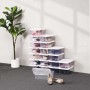 Songmics Schuhboxen 12er Set, transparente Schuhaufbewahrung mit Deckel, gestapelt.