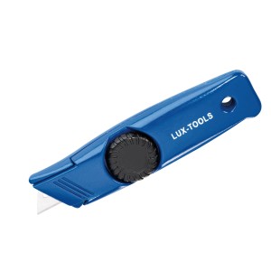 Blaues LUX Universalmesser Classic mit Trapezklinge. Ideal zum Schneiden von Teppich.