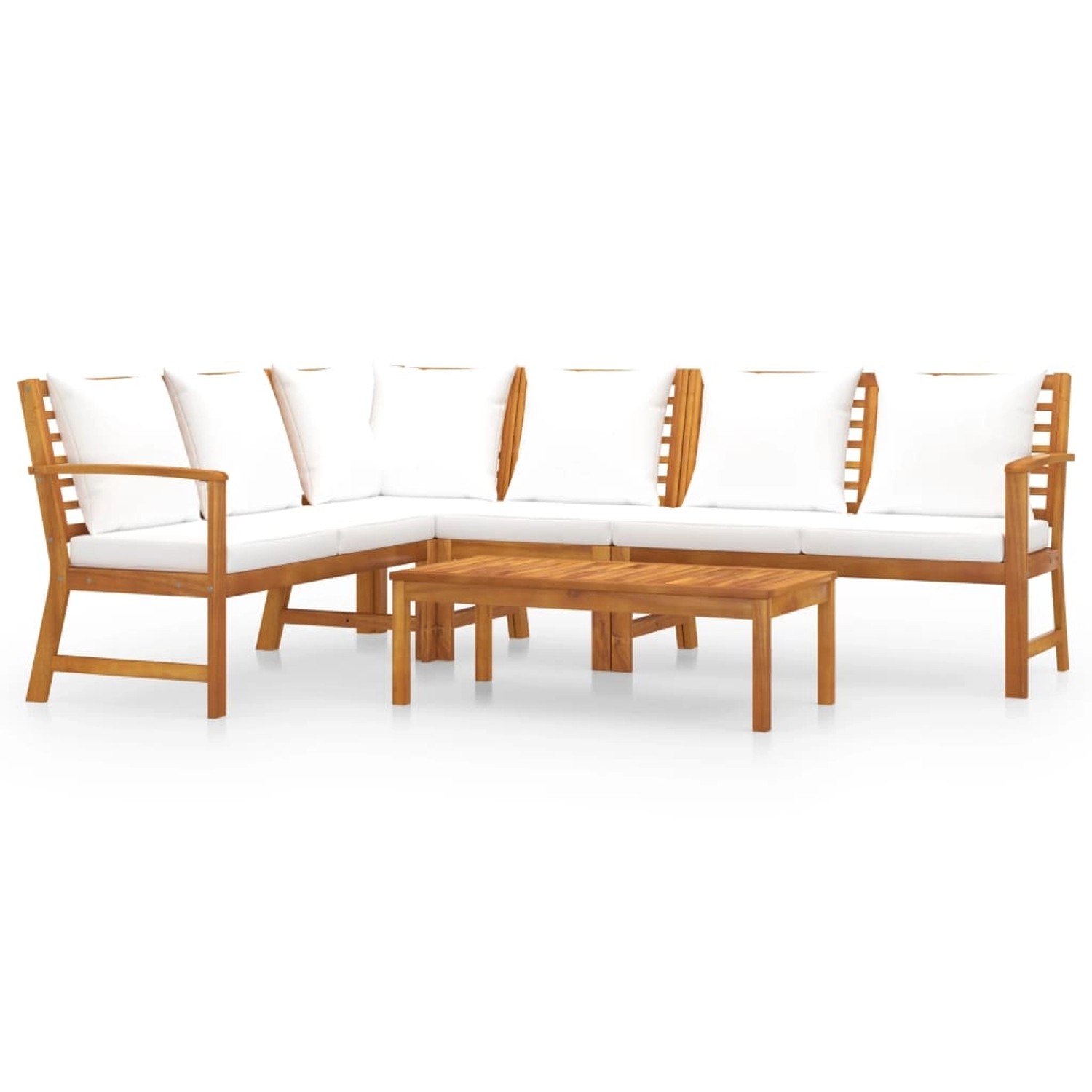 vidaXL 5-tlg Garten-Lounge-Set mit Auflagen Creme Massivholz Akazie Modell 5