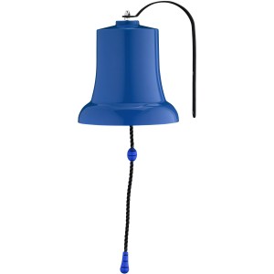 Blaue SwingKing Glocke für Spielgeräte im Garten.