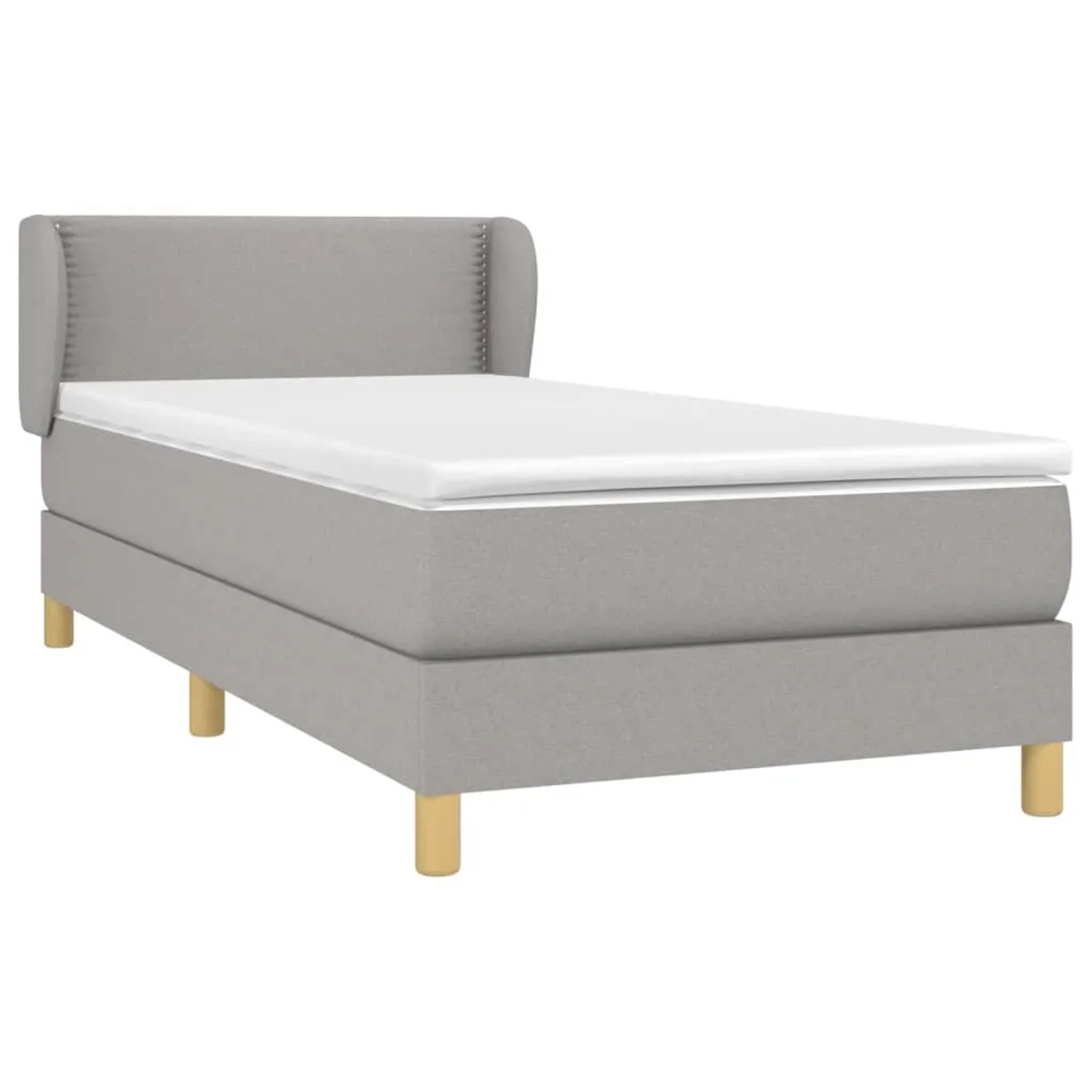 Helles, graues vidaXL Boxspringbett 90x190 cm mit Matratze und Kopfteil.