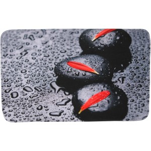 Sanilo Badteppich Elegance 70x110 cm mit Stein- und Blütenblatt-Motiv.