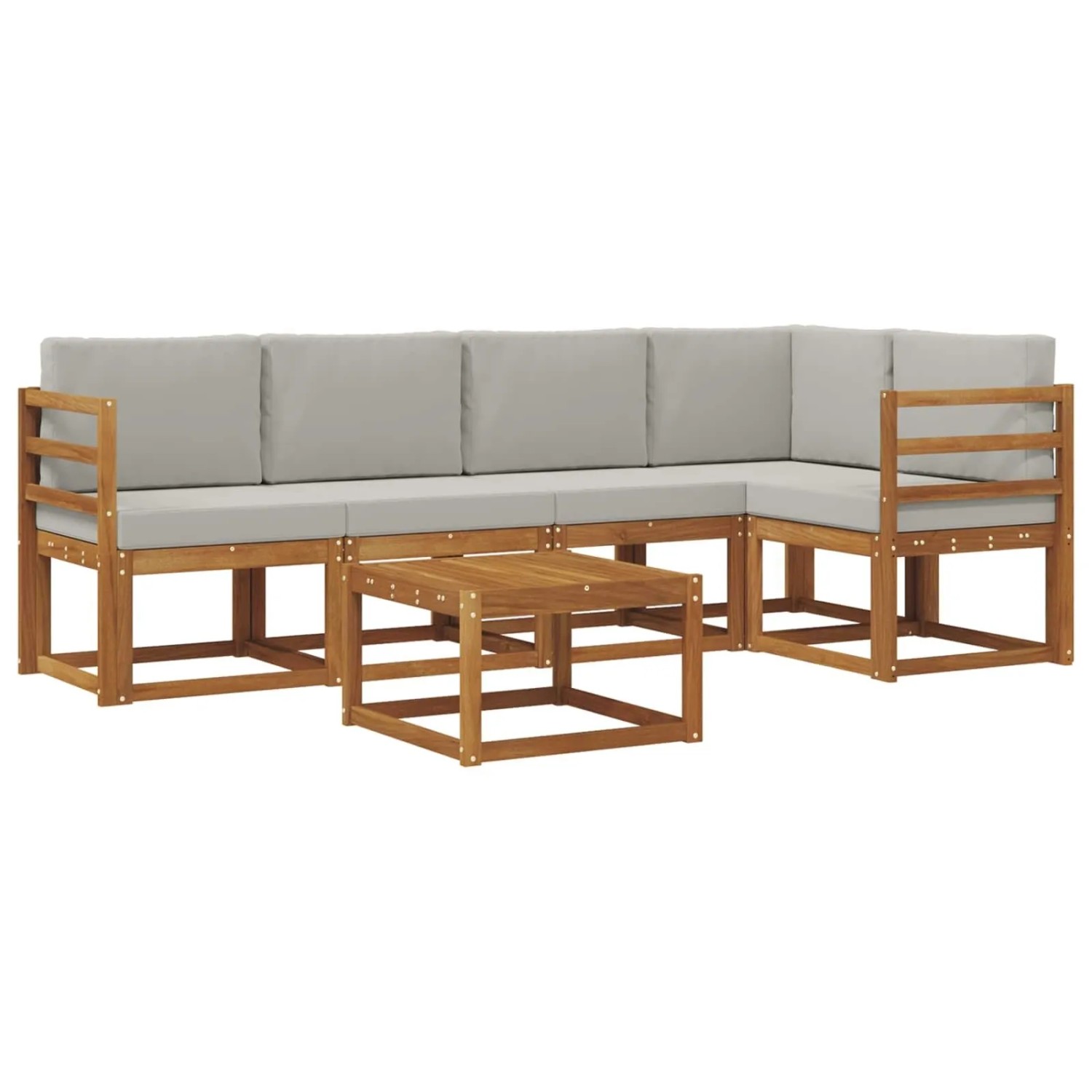vidaXL Outdoor-Sofagarnitur mit Kissen 6 Stk Natur und Hellgrau 3366414