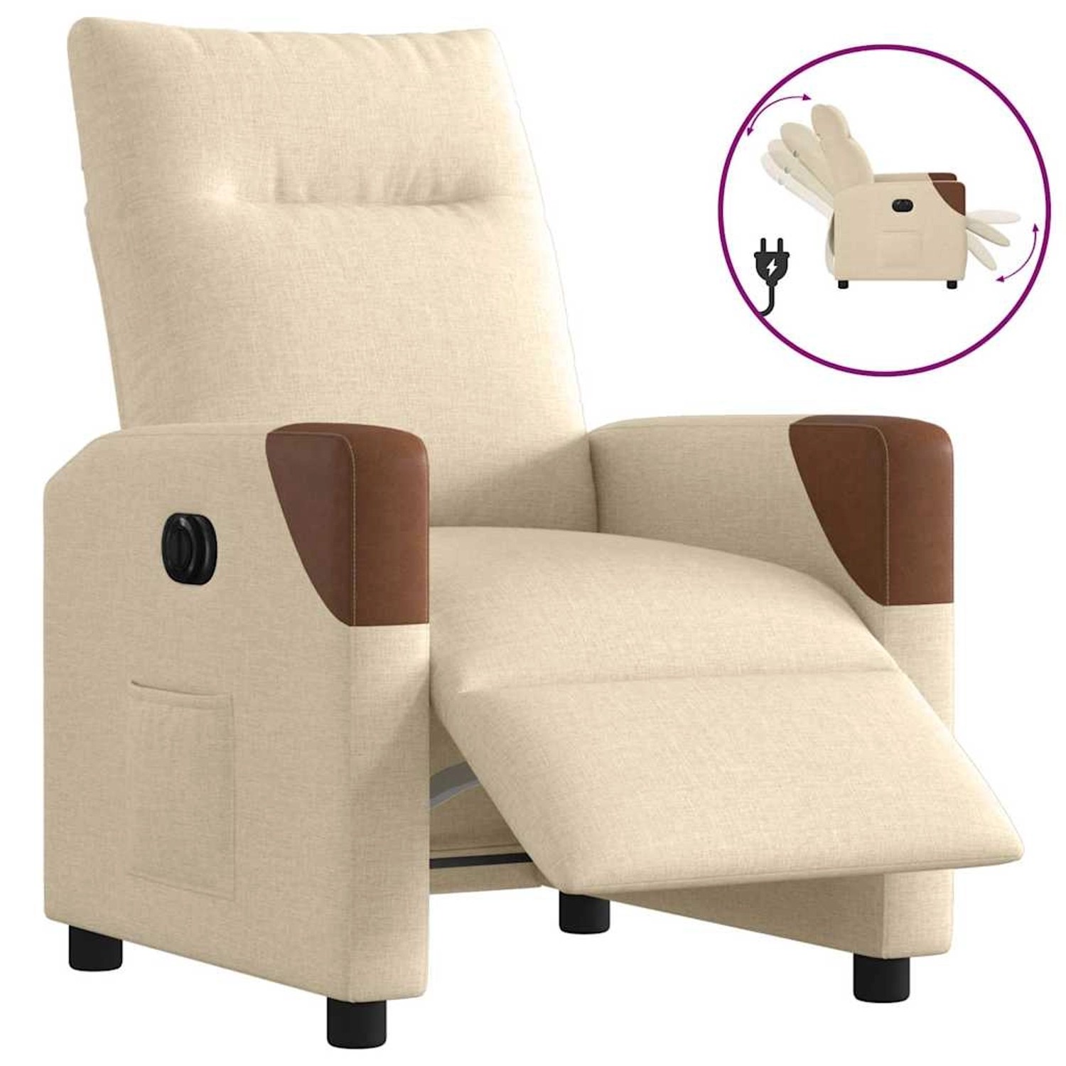 vidaXL Relaxsessel Elektrisch Creme Stoff 3323994 günstig online kaufen