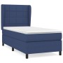 Blaues Boxspringbett (90x200 cm) mit Matratze und Kopfteil, Stoffbezug.