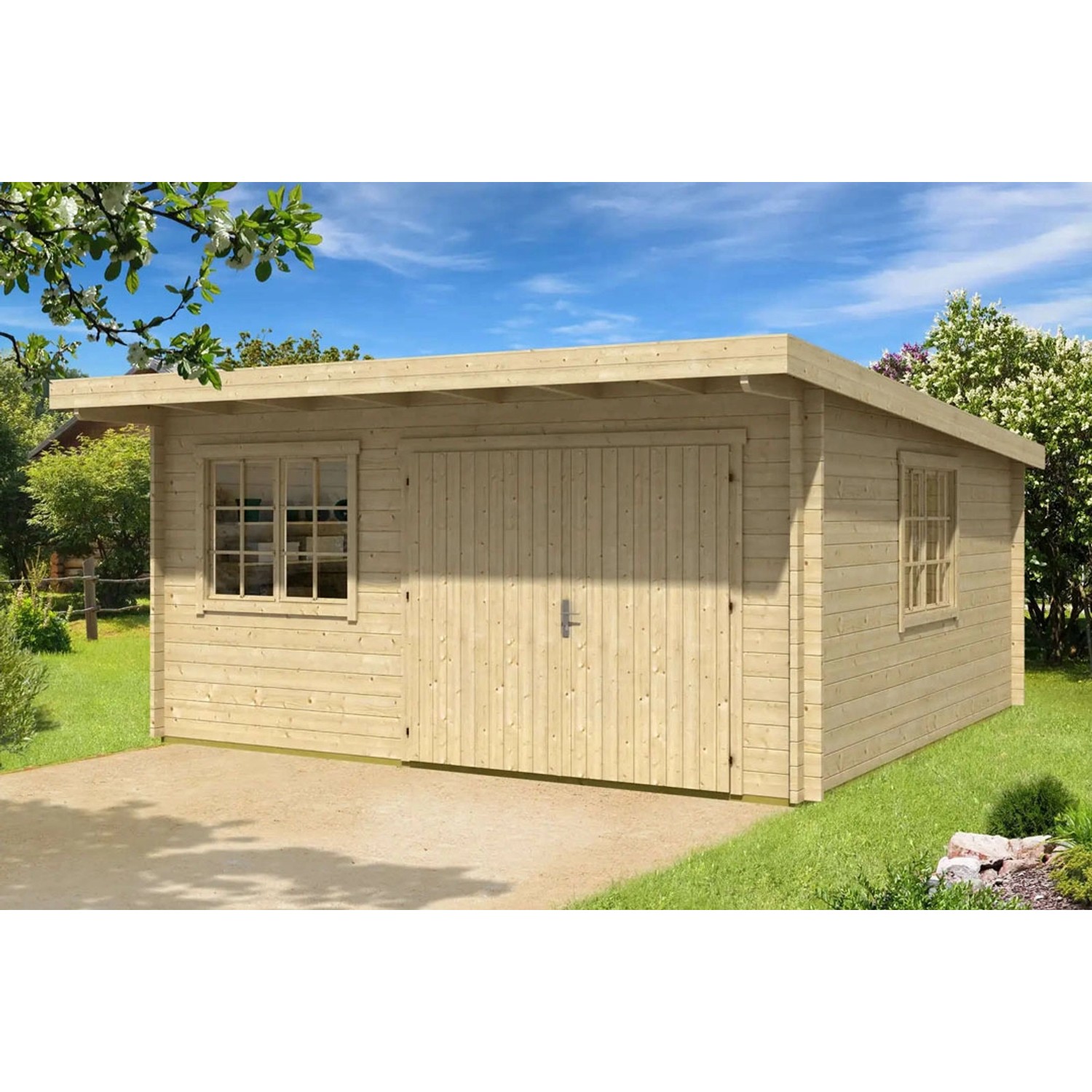 Alpholz Holz-Gartenhaus/Gerätehaus Pultdach Unbehandelt 302 cm x 612 cm