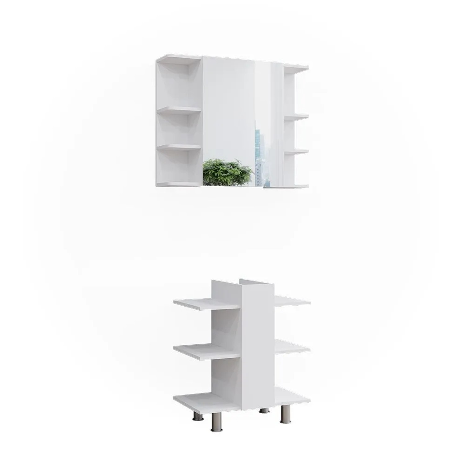 Vicco Badmöbel-Set Fynn Weiß 60 x 70 2-teilig