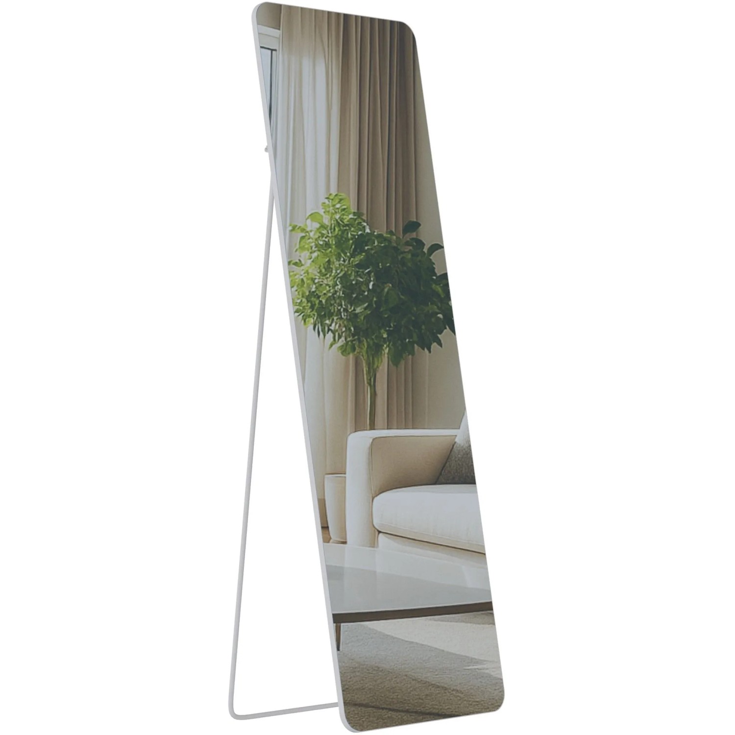 DELUKE Standspiegel MURCIA Glas Weiß Matt 50x3x160cm Ganzkörperspiegel Freistehender Spiegel Groß Schlafzimmer