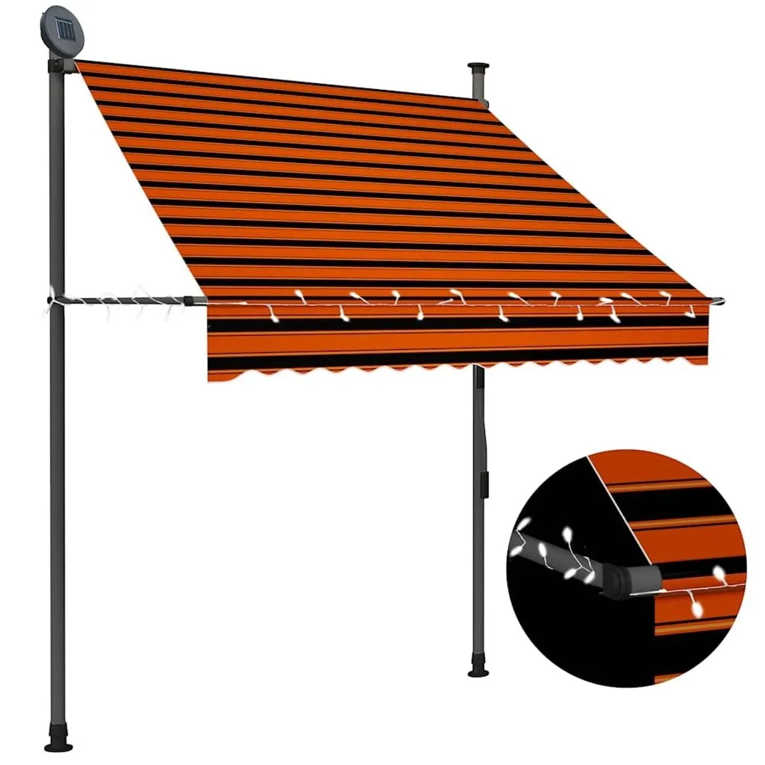 vidaXL Einziehbare Markise Handbetrieben mit LED 150 cm Orange Braun 145877