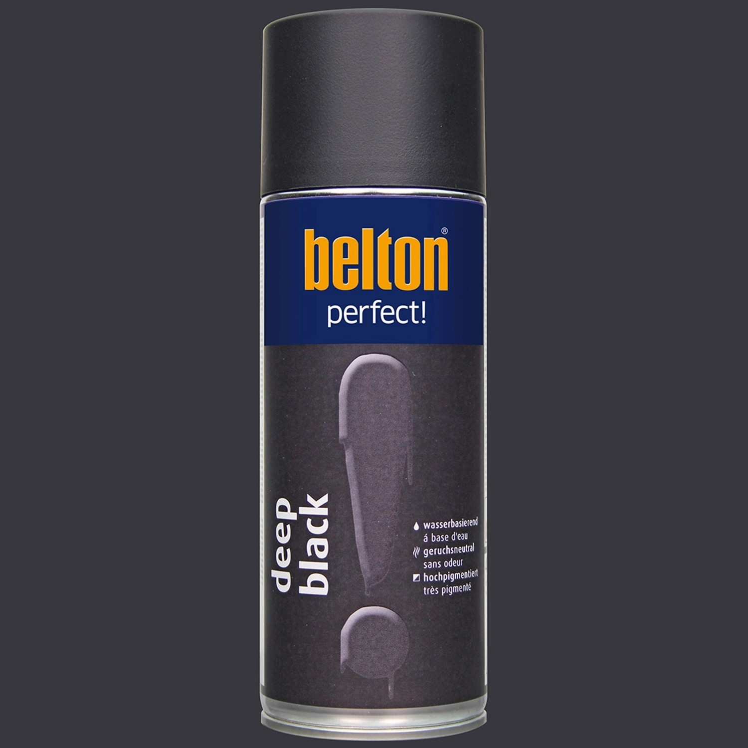 belton Buntlack Perfect Deep Black, seidenmatt, 400ml Dose.