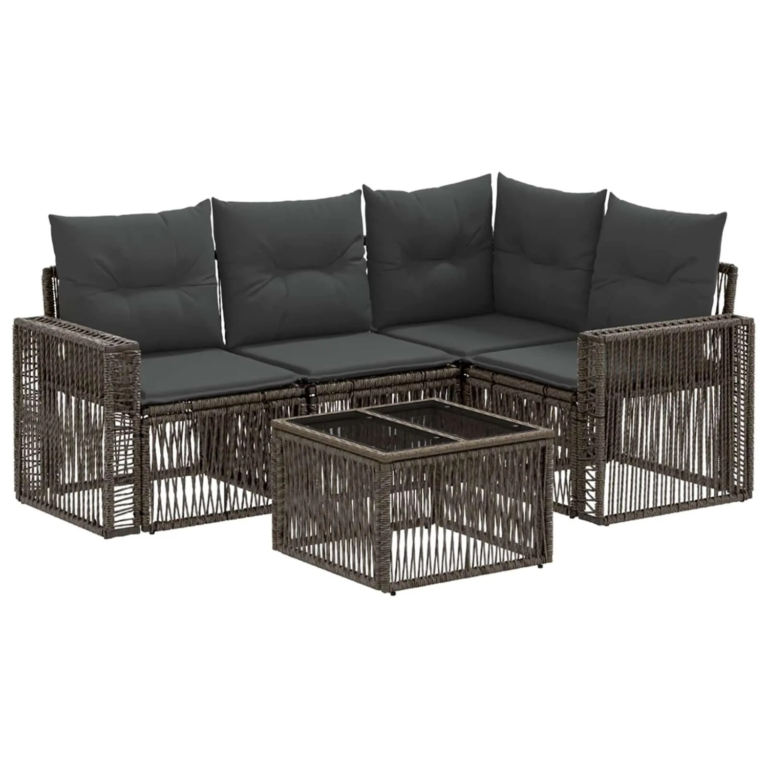 vidaXL Gartensofa-Set 5-Tlg Grau und Dunkelgrau Poly-Rattan 3435119