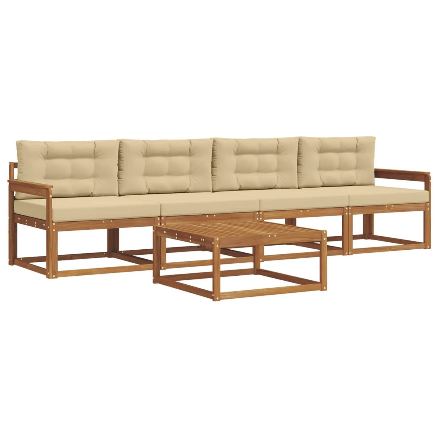 vidaXL Outdoor-Sofagarnitur mit Kissen 5 Stk Natur und Beige 3367151