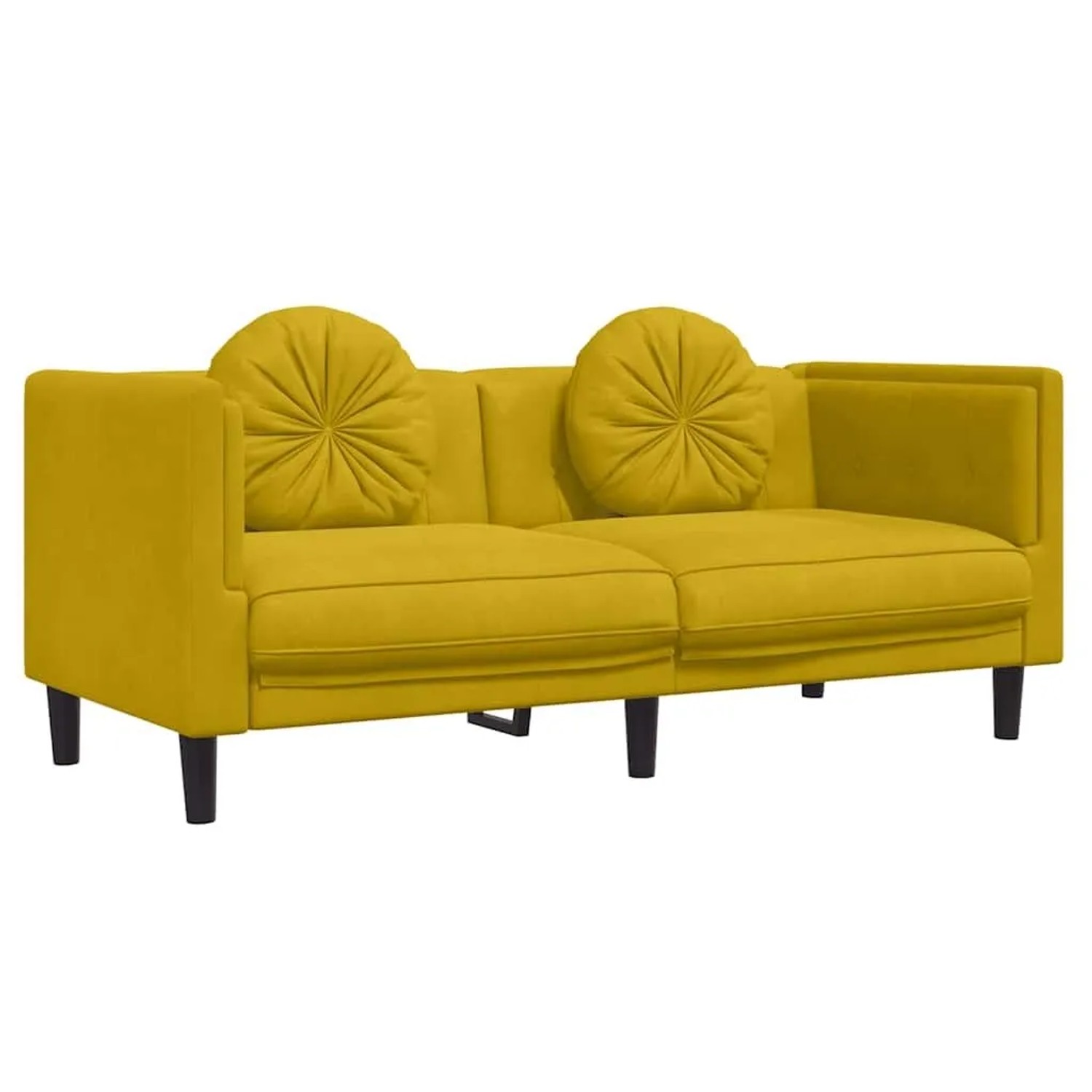 vidaXL Sofa mit Kissen 2-Sitzer Gelb Samt 372638
