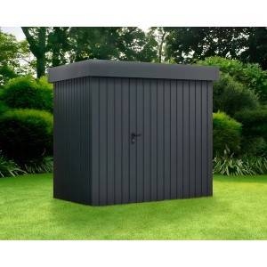 Hörmann EcoStar Gerätehaus Euroline, Flachdach, anthrazitgrau, 237x181 cm. Gerätehaus für den Garten.