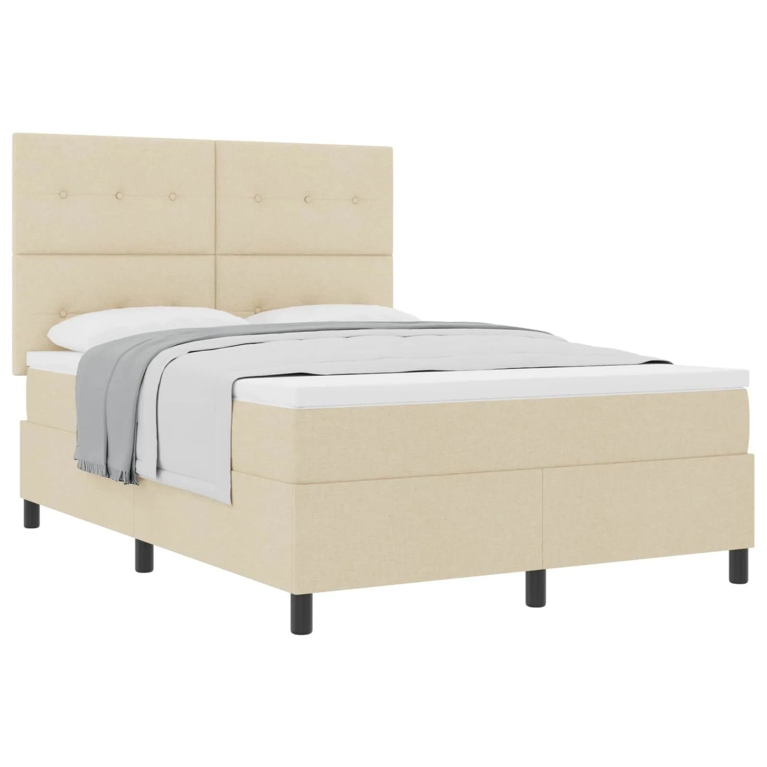 vidaXL Boxspringbett mit Matratze Creme 140 x 190 cm Stoff 3339390