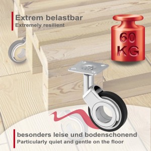 SOTECH Möbelrolle BERLIN, Ø60mm, Chrom, belastbar bis 60kg, für Möbel.