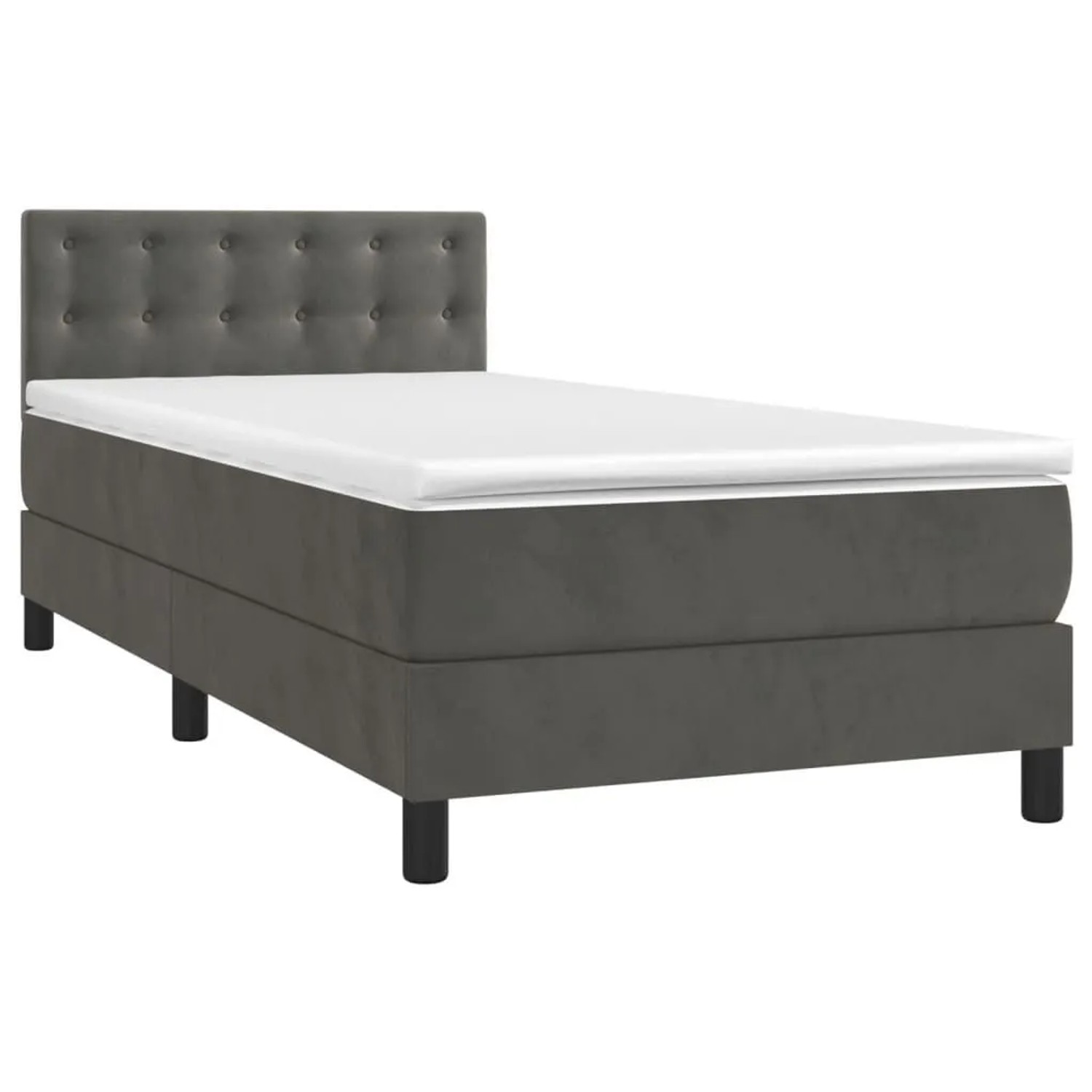 vidaXL Boxspringbett mit Matratze & LED Dunkelgrau 90x190 cm Samt 3134616 günstig online kaufen