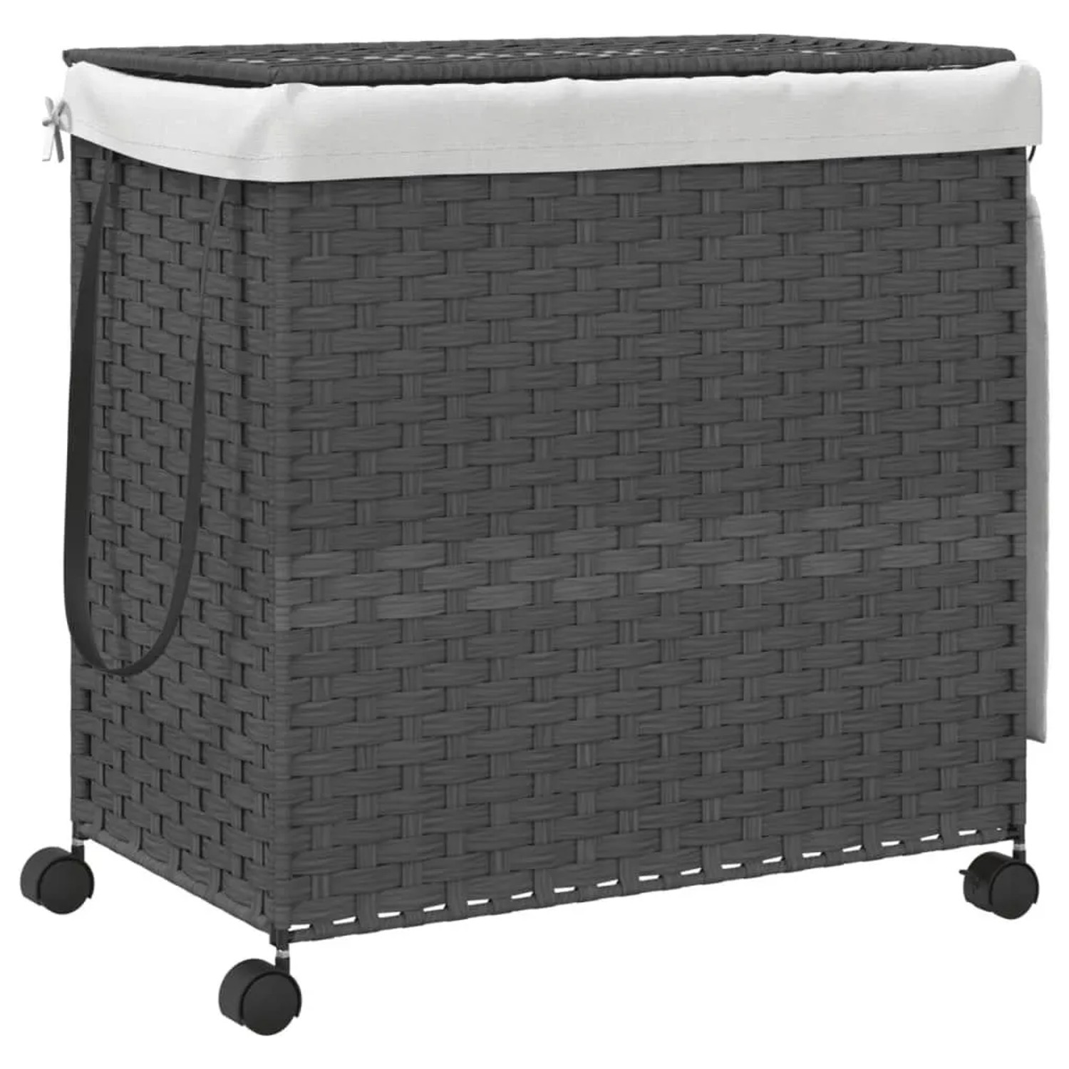 vidaXL Wäschekorb mit Rollen Grau 60x35x60,5 cm Rattan 372041
