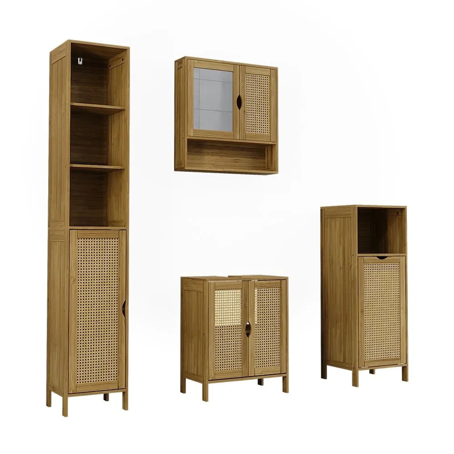 Vicco Badmöbel-Set Liora Bambus 50 x 60 4-teilig