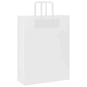 Weiße Papiertragetasche mit Henkeln, 32x12x42 cm, für Geschenke und Einkäufe.