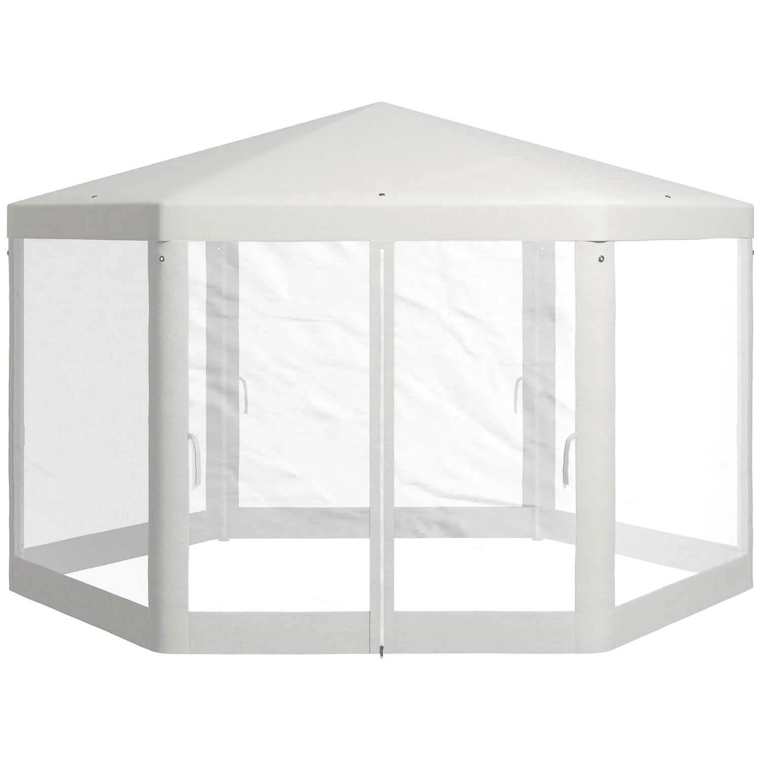 Furnicato Gartenpavillon 6-eckig Metallgestell 394x341x25m Creme