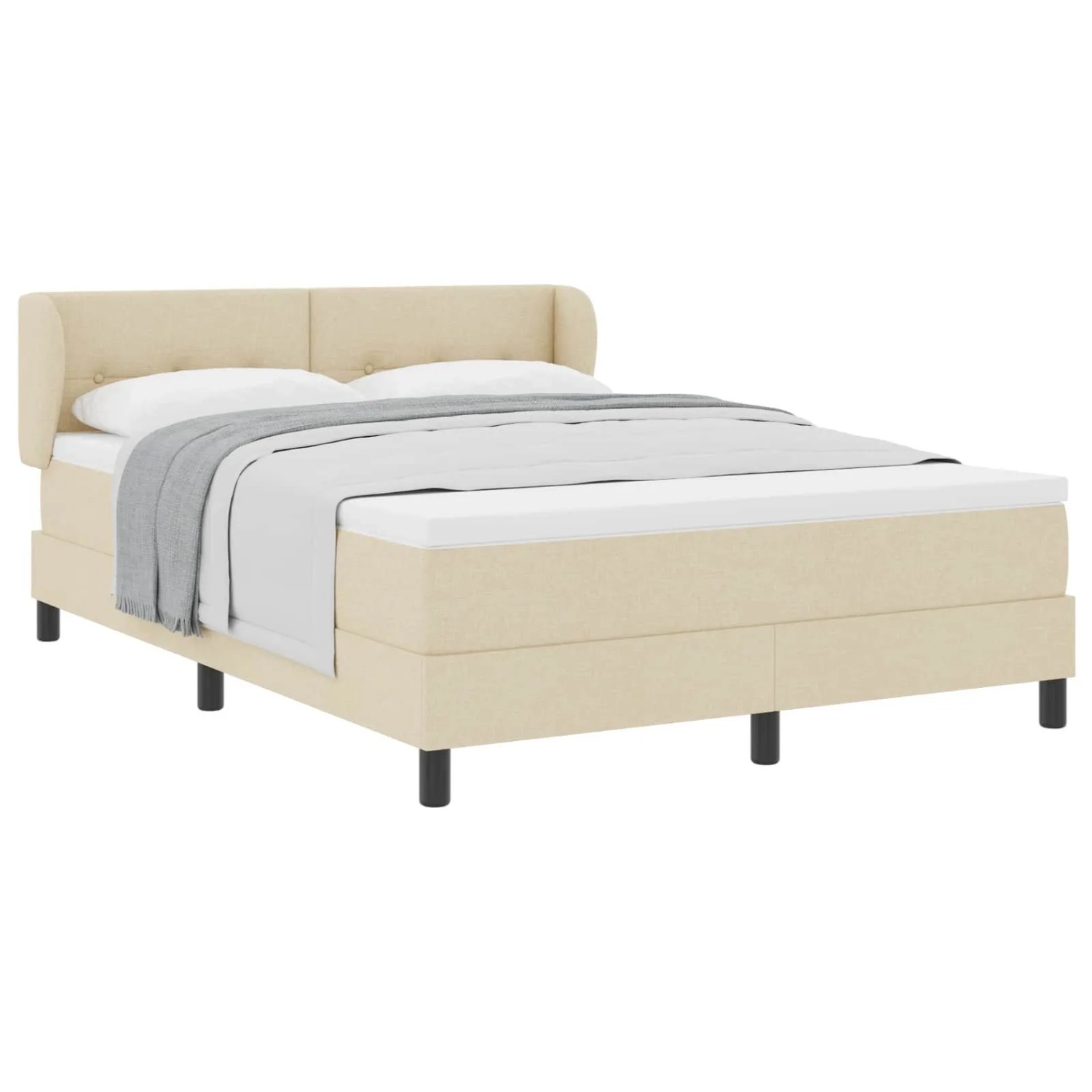 vidaXL Boxspringbett mit Matratze Creme 140 x 190 cm Stoff 3340022