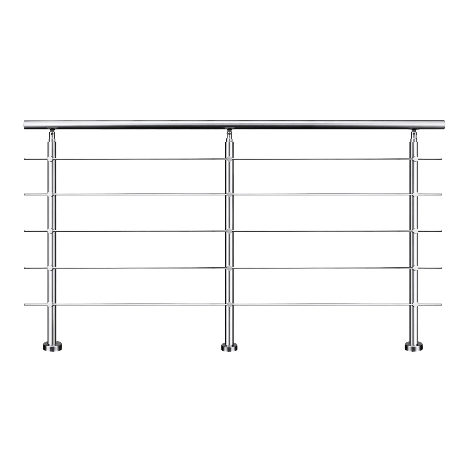 AICA Geländer Set Aus Edelstahl Erweiterbar Mit 5 Querstangen Länge 220 cm