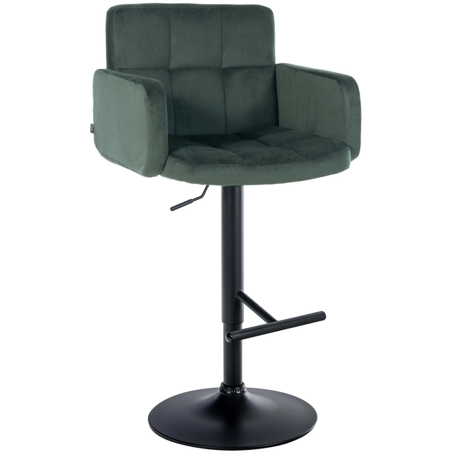 DELUKE Barhocker SUTUN Samt DunkelGrünfarbig 60x56x93cm Schwarz Barstuhl Mit Lehne Drehbar Tresenhocker Tresenstuhl