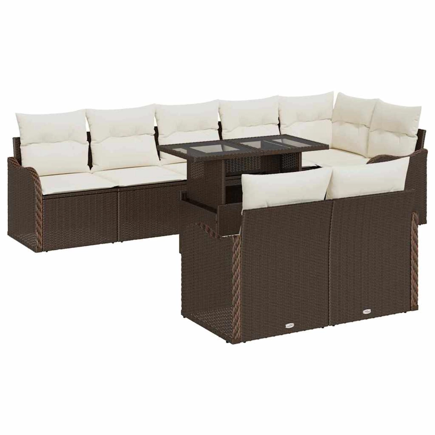 vidaXL Garten-Sofa-Set mit Kissen 9-Tlg Braun Poly Rattan 3348484 günstig online kaufen