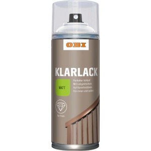 OBI Klarlack Spray, transparent matt, 400ml Dose für Holz, Metall, Stein u.a.