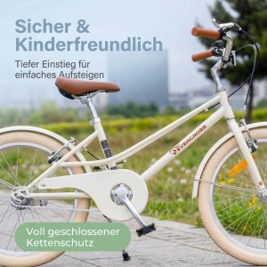 EVERCROSS Kinderfahrrad EM2 20 Zoll Retro Cremeweiß für Kinder ab 6 Jahre