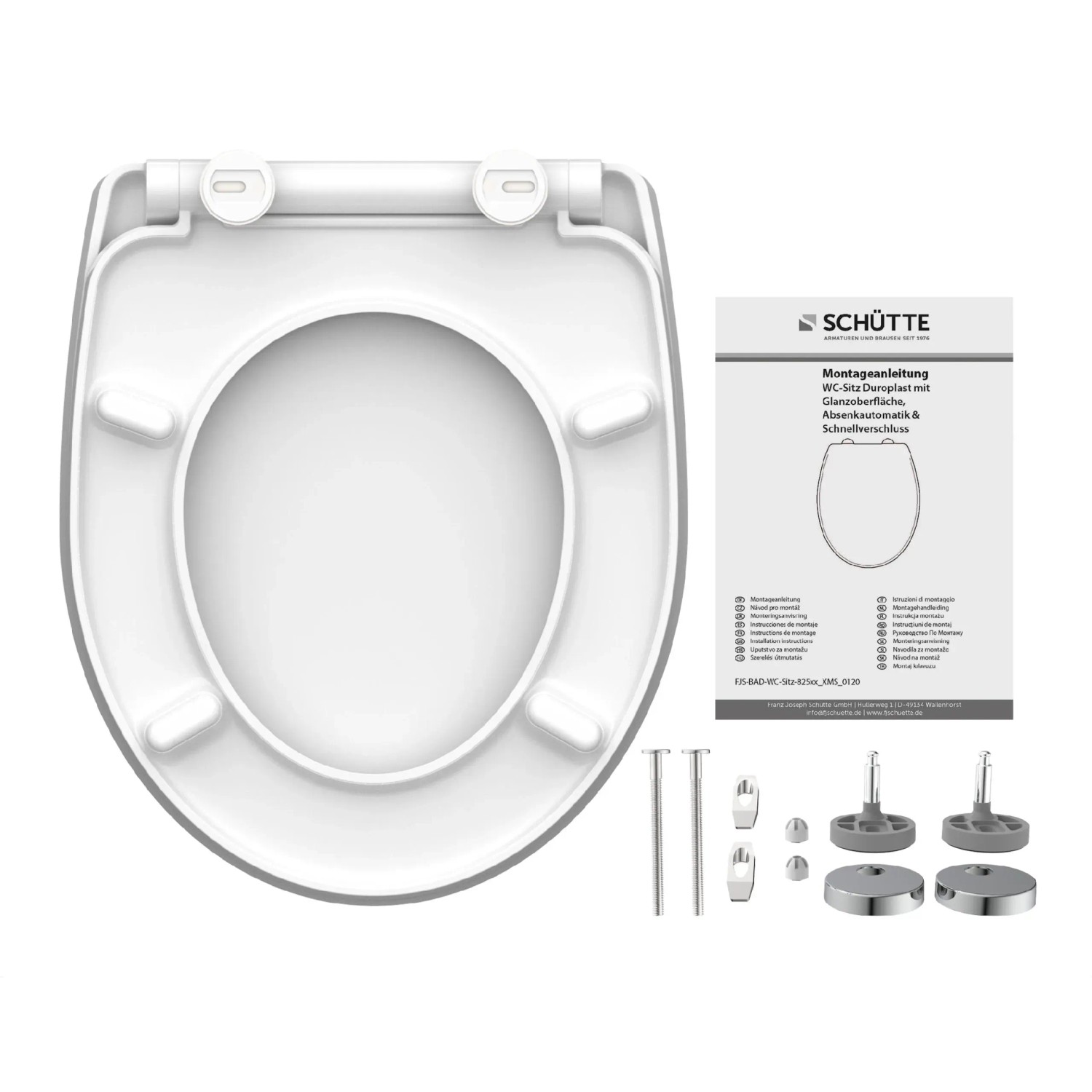 Schütte WC-Sitz Duroplast HG Magic Light mit Absenkautomatik und Montagezubehör.