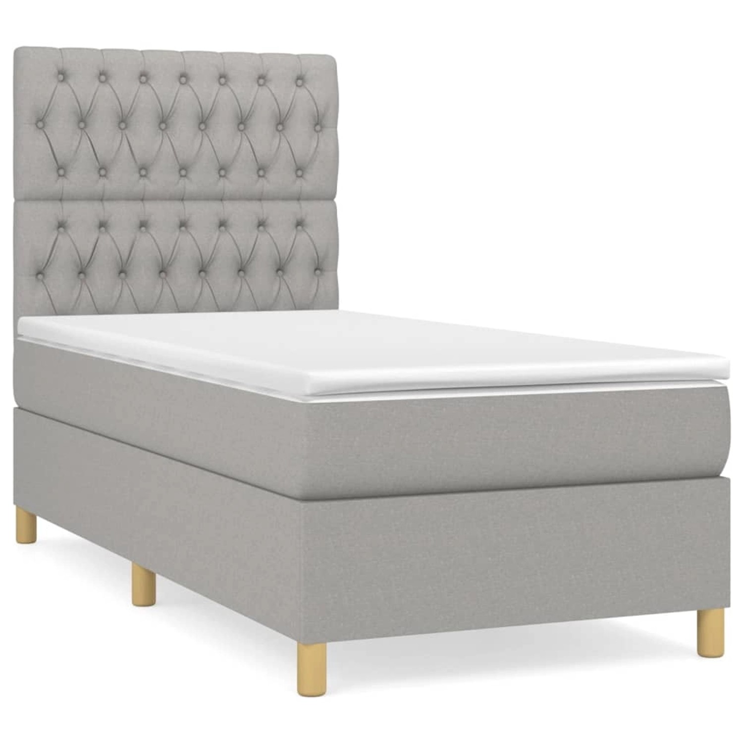 vidaXL Boxspringbett Boxspringbett mit Matratze Hellgrau 100x200 cm Stoff B günstig online kaufen