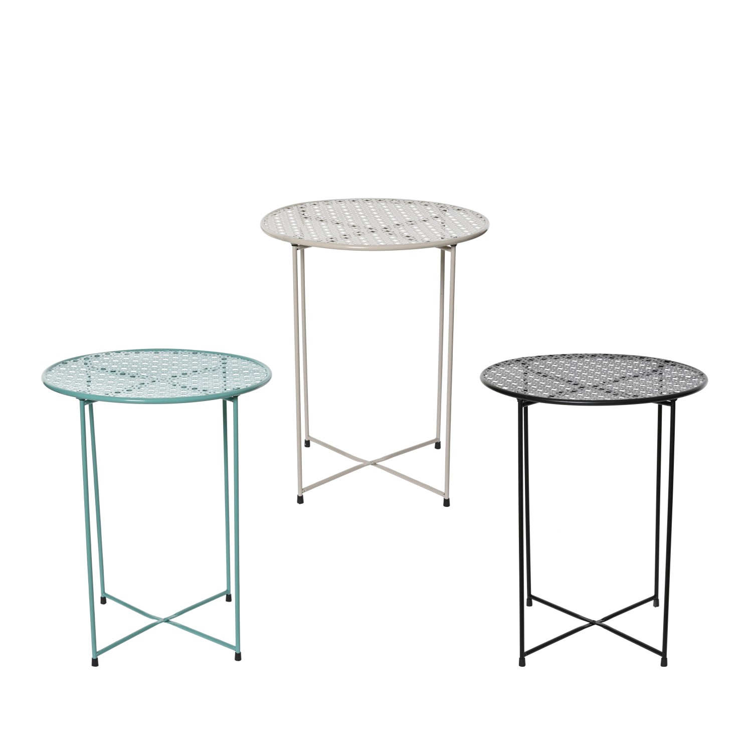 Decoris Gartentisch Beistelltisch Rund 48 cm Eisen Natur