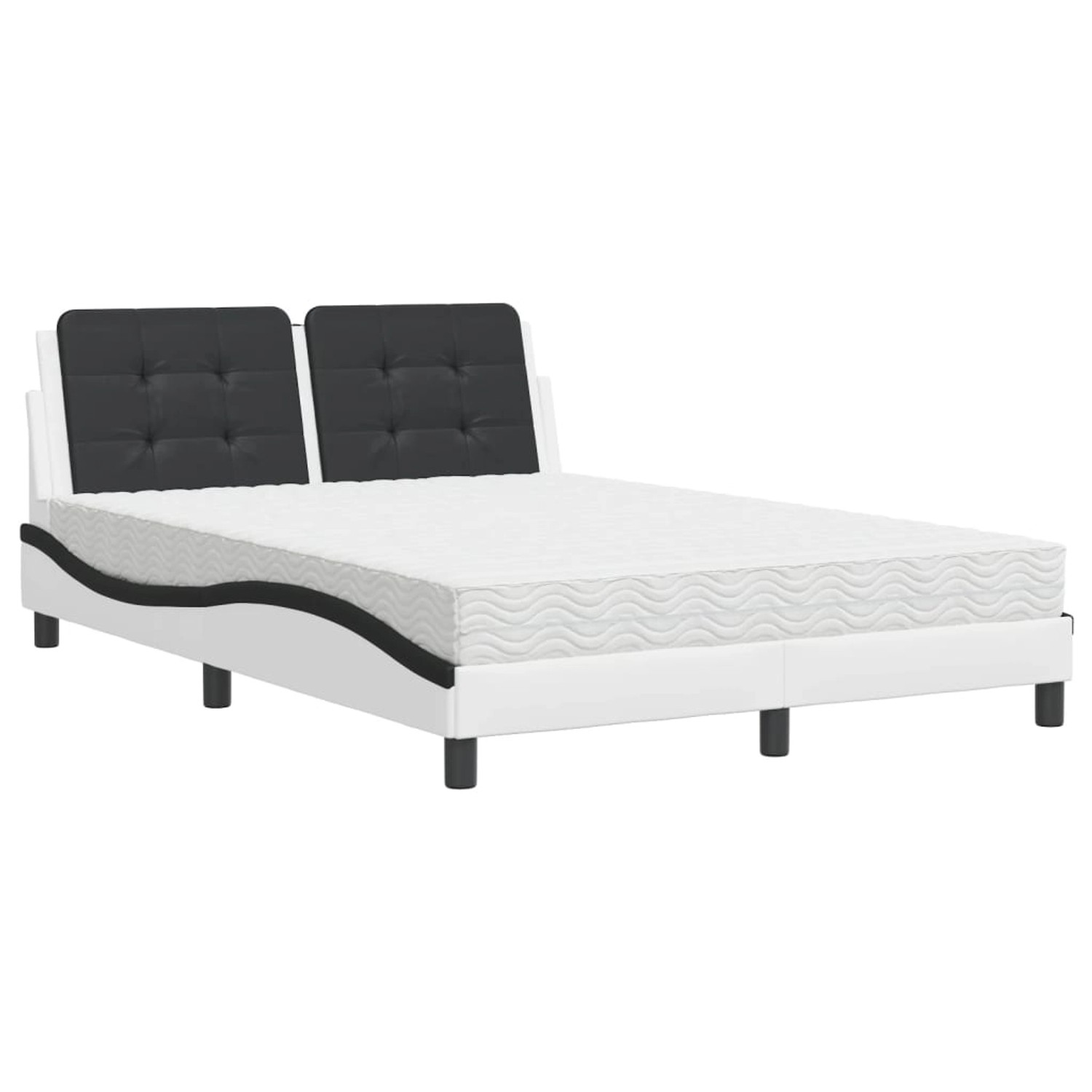 vidaXL Bettgestell ohne Matratze Zadar Weiß und Schwarz 140x190 cm Kunstled günstig online kaufen