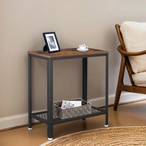 Songmics Beistelltisch Daxton mit Gitterregal Industrie-Design Braun-Schwarz