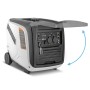 STAHLWERK IG 4000 ST Benzin Inverter Stromgenerator, 4 kW, weiß-schwarz, offene Klappe zeigt Anschlüsse.