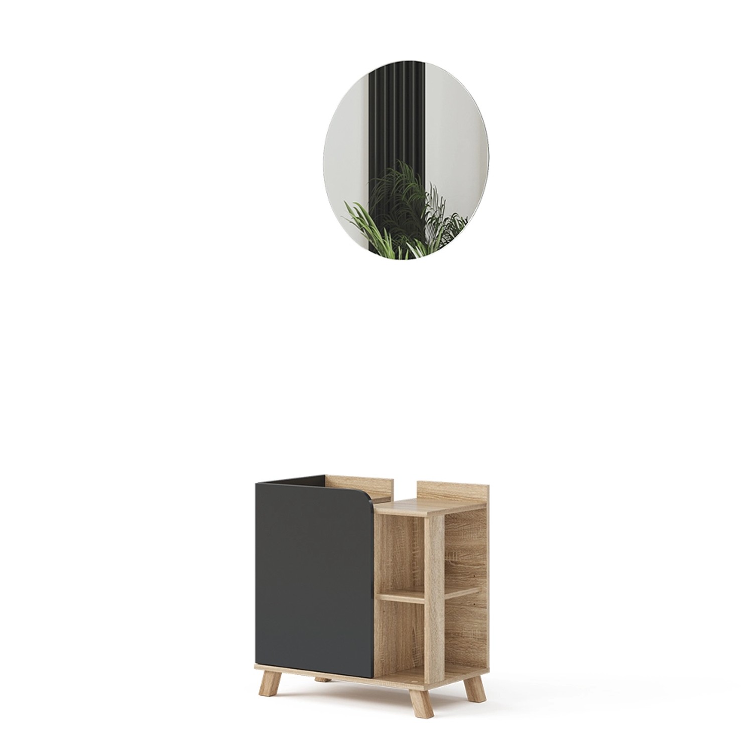 Vicco Badmöbel-Set Karen Sonoma/Anthrazit 2 Teile Opt 3 günstig online kaufen