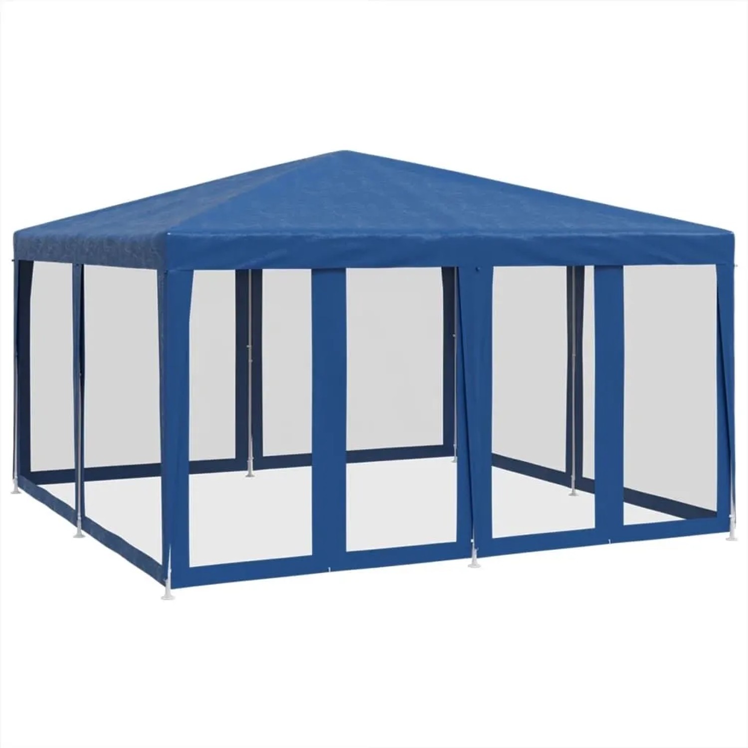 Furnicato Partyzelt Mit 8 Mesh Seitenteilen Blau 4x4 M Hdpe
